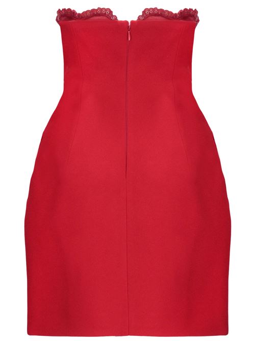 Abito in tessuto intrecciato rosso cremisi, collo a cuore, NEW ARRIVALS | NA01LN0300BCREPE RED